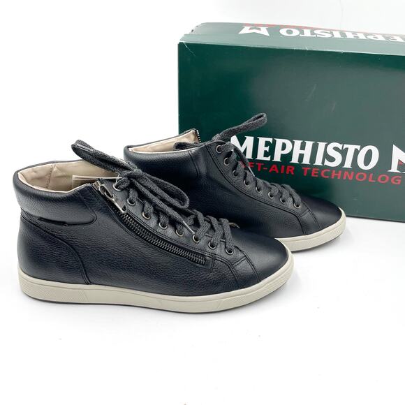 Mephisto Nolita‎ Sneakers Black Leather High Top Ankle Boot Sz 7.5 Women's